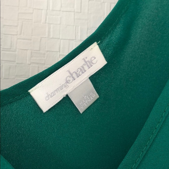 Flirty emerald green tank with sequins - Picture 3 of 4